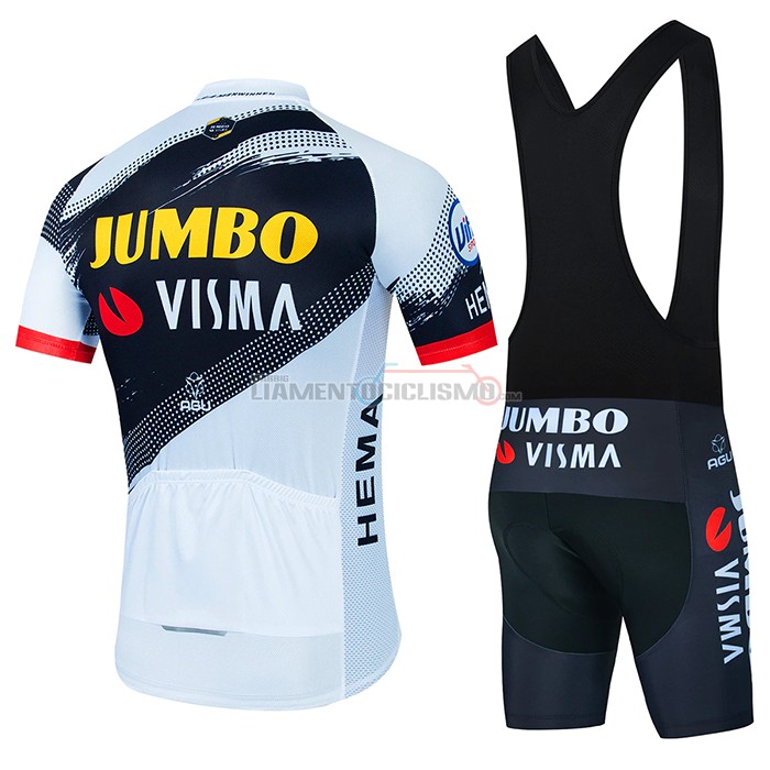 Abbigliamento Ciclismo Jumbo Visma Manica Corta 2022 Bianco Nero